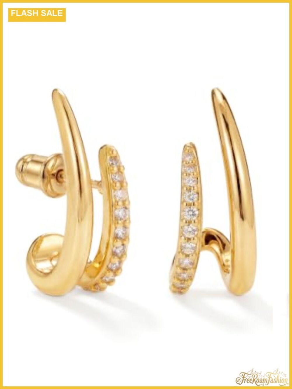14K Gold Plated Stud Earrings Hypoallergenic Cubic Zirconia Women